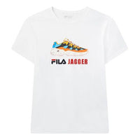 FILA Jagger Casual Sports Pattern Printing Round Neck Short Sleeve White F11M028154F-WT