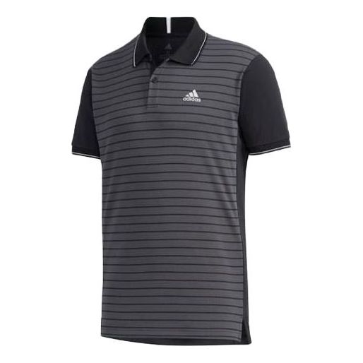 adidas Tennis Sports Stripe Short Sleeve Polo Shirt Gray FK1415
