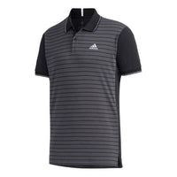 adidas Tennis Sports Stripe Short Sleeve Polo Shirt Gray FK1415