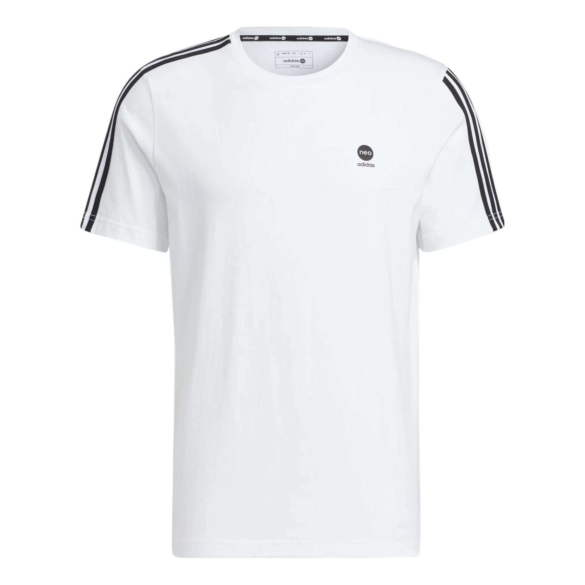 adidas neo Logo Printing Round Neck Sports Short Sleeve White T-Shirt HN8778