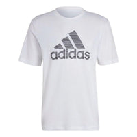 Men's adidas Logo Printing Straight Round Neck Pullover Short Sleeve White T-Shirt HE4381
