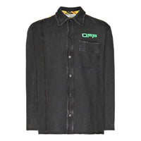 Off-White Distressed Printing Denim Jacket Men Black OMGA102R20E300081045