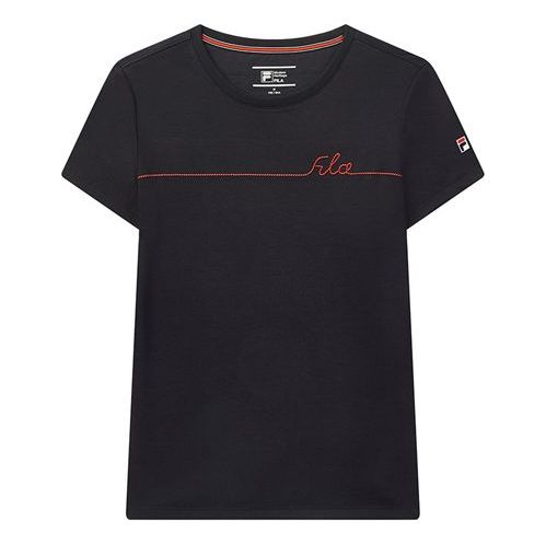 (WMNS) FILA Embroidered Short Sleeve Blue F11W021108F-NV