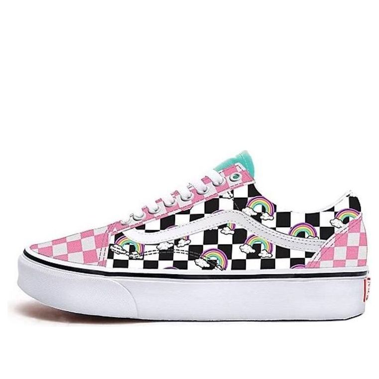 Vans Customs Checkerboard Rainbow Old Skool Pink/White VN0A3CST059