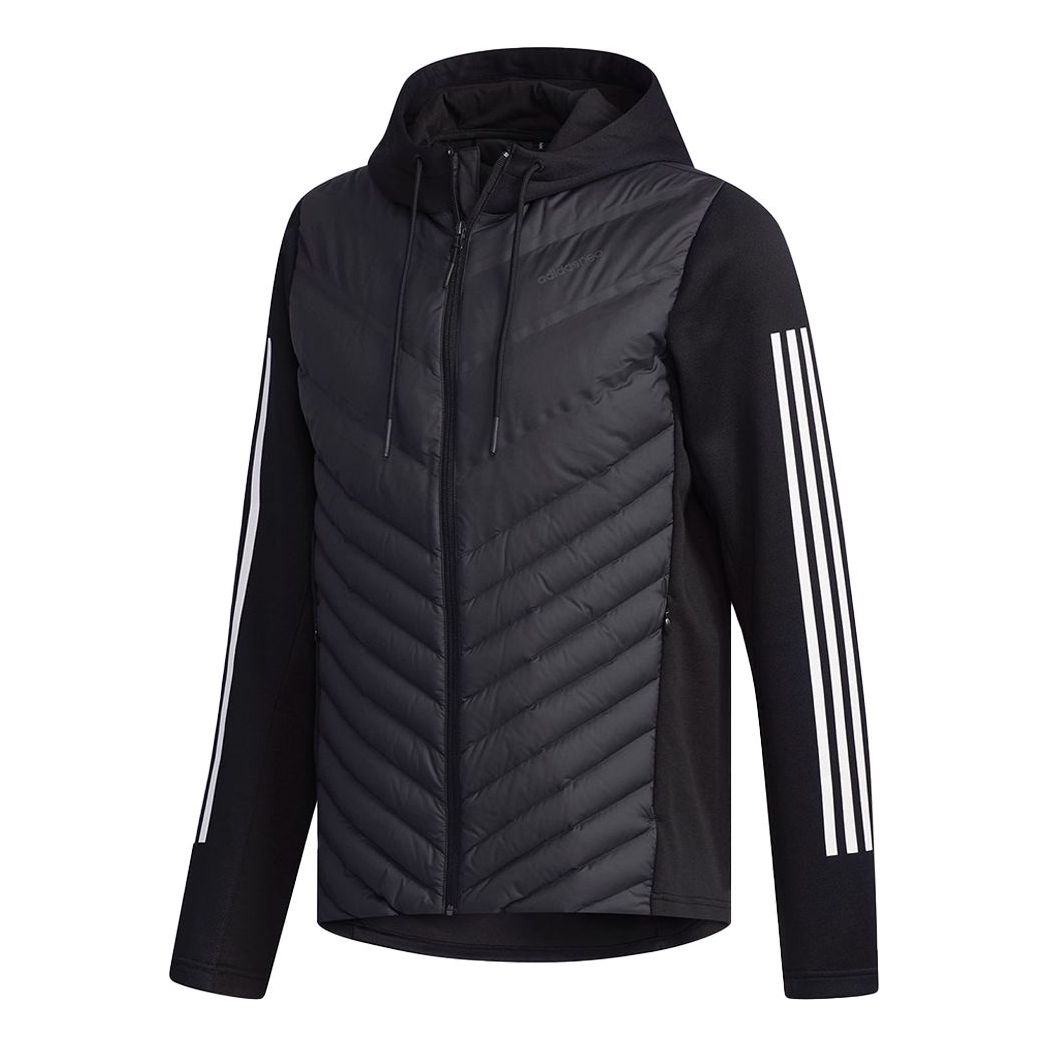 adidas neo M Dly Dwn Jkt Splicing Stay Warm Sports hooded down Jacket Black DM4348