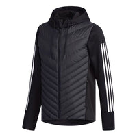 adidas neo M Dly Dwn Jkt Splicing Stay Warm Sports hooded down Jacket Black DM4348