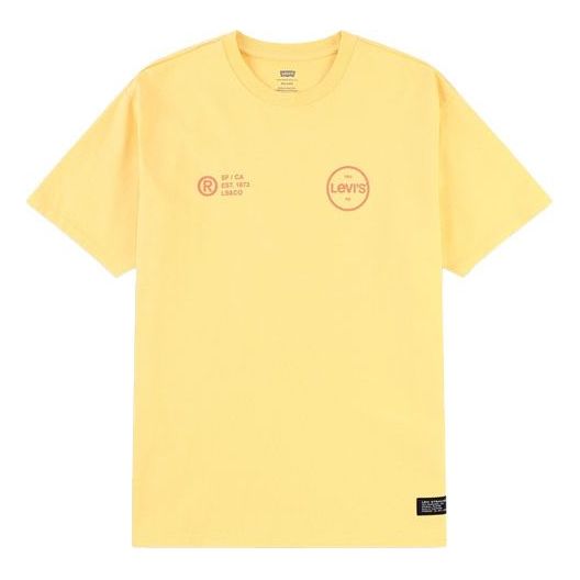 Men's Levis Printing Round Neck Pullover Short Sleeve Yellow 87373-00041