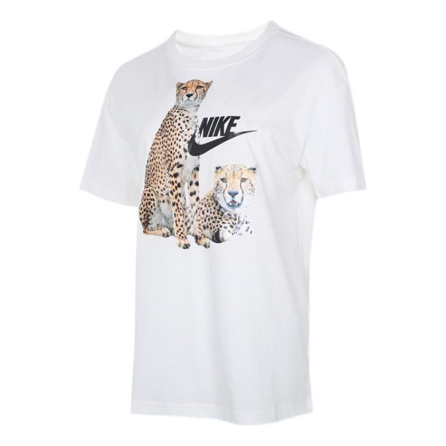 (WMNS) Nike animal Logo Cartoon Printing Sports Short Sleeve White DD1486-100