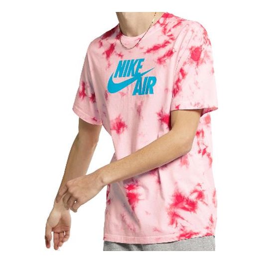 Nike Air Alphabet Logo Printing Tie Dye Short Sleeve Pink BQ0080-100