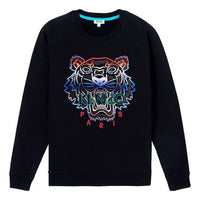 (WMNS) KENZO Tiger Head Embroidered Pure Cotton Casual Long Sleeves Black Hoodie F962SW7154X4-99