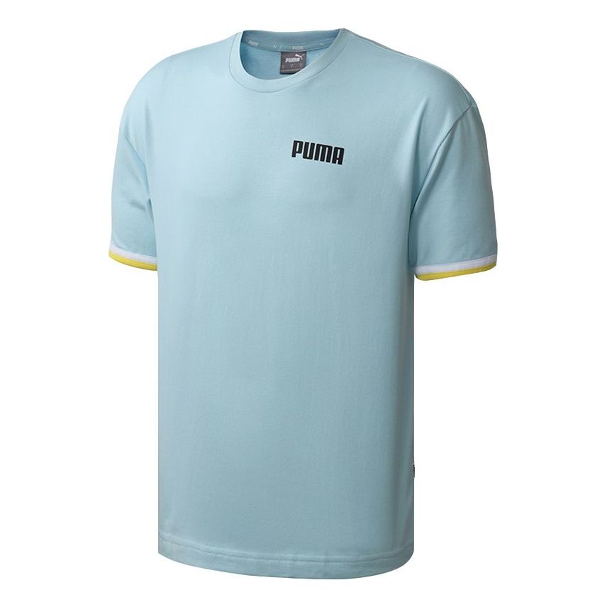 PUMA Casual Sports Breathable Round Neck Knit Short Sleeve Sky Blue 584155-18