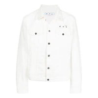 Men's Off-White SS22 Solid Color Printing Long Sleeves Denim Version White Jacket OMYE079C99DEN00201100110