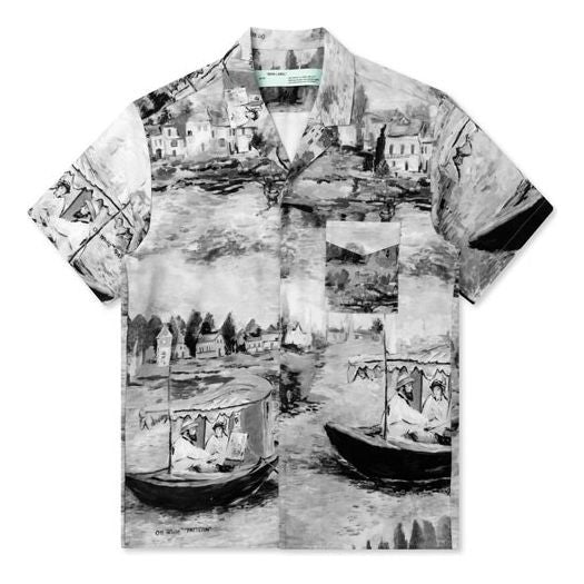 Off-White Small Casual Cotton Shirt Gray White OMGA049R19C100209908