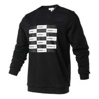 adidas neo Chessboard Logo Print Casual Long Sleeve Sweatshirt Black CD2339