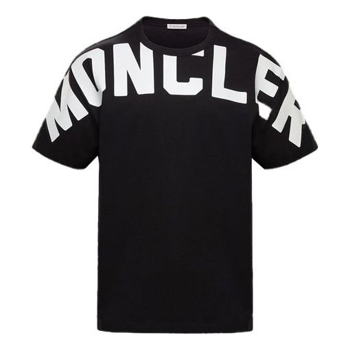 Moncler Matte Plasticized Printed Round Neck For Men Black 0918C704108390T999