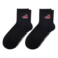 Converse Embroidered Shoe Patched Crew Socks Two Pairs 'Black' 10023583-A01