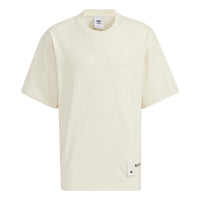 adidas originals Zipper Ss Tee Solid Color Sports Round Neck Short Sleeve Creamy White HH9441