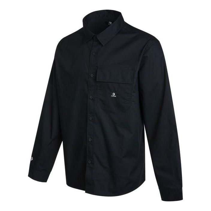 Converse Woven Long Sleeve Button Down Shirt Asia Sizing 'Black' 10023803-A01
