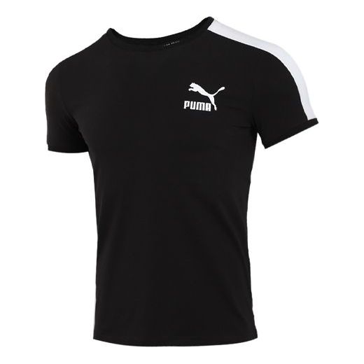 PUMA Athleisure Casual Sports Colorblock Breathable Short Sleeve Black 530016-51