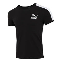 PUMA Athleisure Casual Sports Colorblock Breathable Short Sleeve Black 530016-51