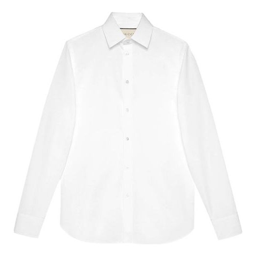 Gucci Button Sleeve Minimalistic Solid Color Slim Fit Long Sleeves Shirt White 625884-Z3854-9000