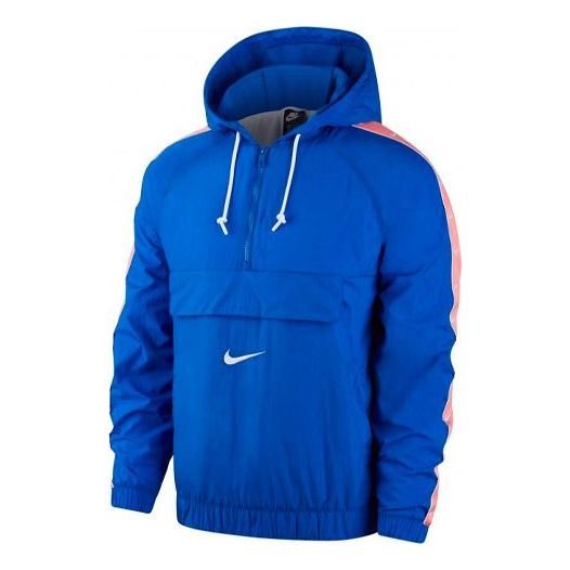 Nike Sportswear Swoosh Casual Half Zipper hooded track Jacket Blue CD0419-480