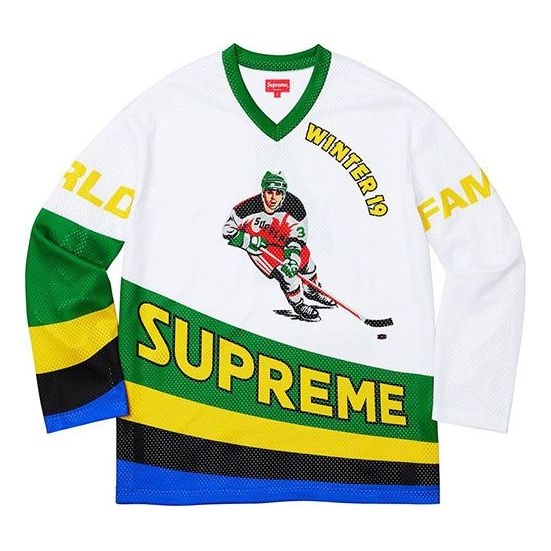 Supreme FW19 Week 9 Crossover Hockey Jersey 'White Green' SUP-FW19-854
