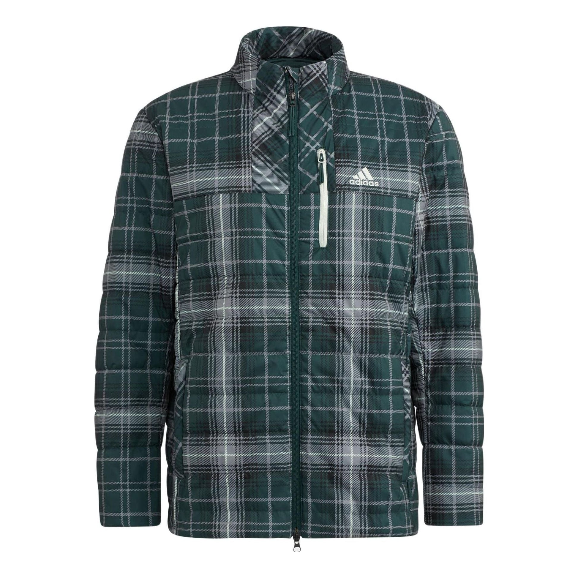 adidas Tartan Check Padded Jacket Asia Sizing 'Green Teal' HG8218