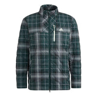 adidas Tartan Check Padded Jacket Asia Sizing 'Green Teal' HG8218