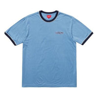 Supreme SS18 Piping Ringer Tee Light Blue Logo Tee SUP-SS18-0024