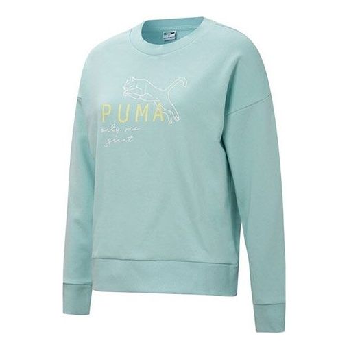 (WMNS) PUMA Graphic Logo Printing Round-neck SweatshirtBlue 534416-76