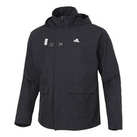 adidas Wj Jkt Warm Solid Color Casual Sports Hooded Jacket Black GU1747