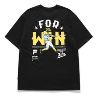 Men's FILA FUSION Cartoon Logo Printing Knit Sports Round Neck Short Sleeve Black T11M122103F-BK