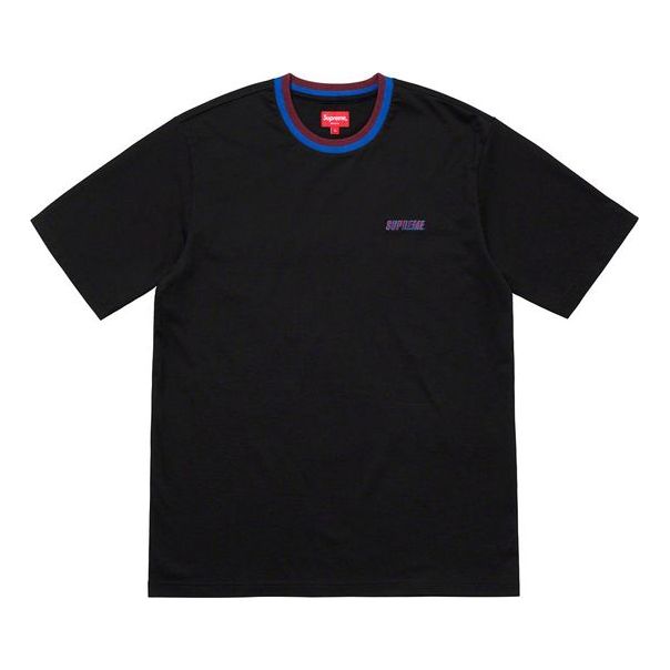 Supreme SS19 Split Rib S/S Top Round Neck Segmentation Two Color Short Sleeve Unisex Black SUP-SS19-984