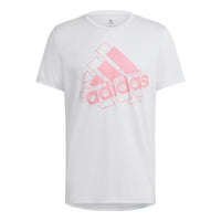 Men's adidas Logo Printing Round Neck Short Sleeve White T-Shirt HM3830