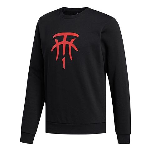 adidas Tmac Logo Crew Logo Printing Casual Round Neck Pullover Sports Black FM4754