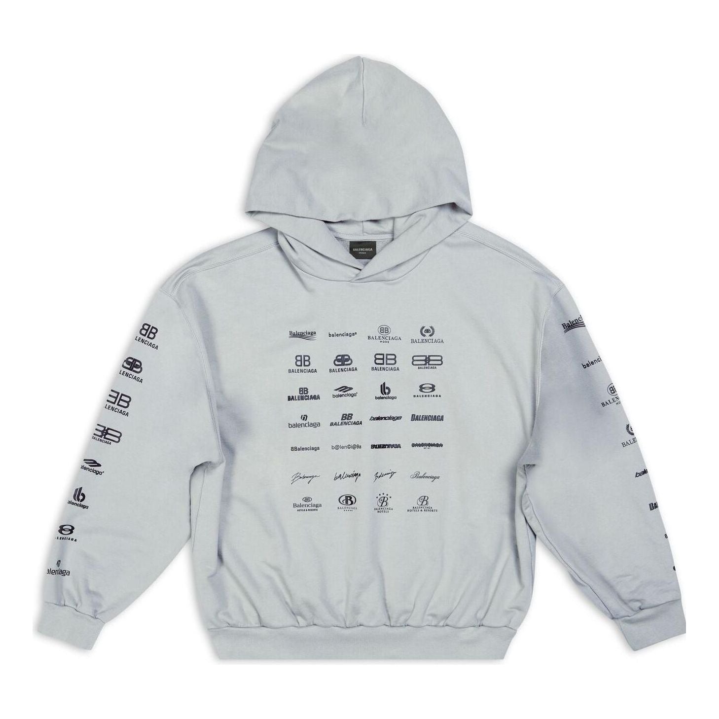 Balenciaga Archives Logos Hoodie 'Light Grey' 726241TNVQ81342