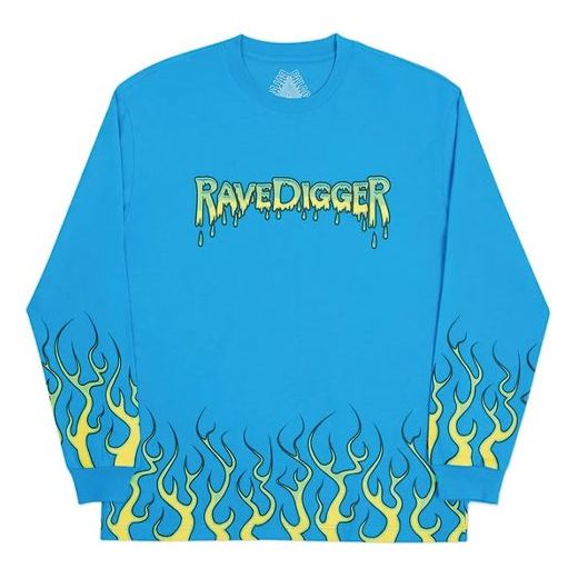 PALACE Ravedigger Pattern Logo Printing Round Neck Long Sleeves Unisex Blue P19LS004