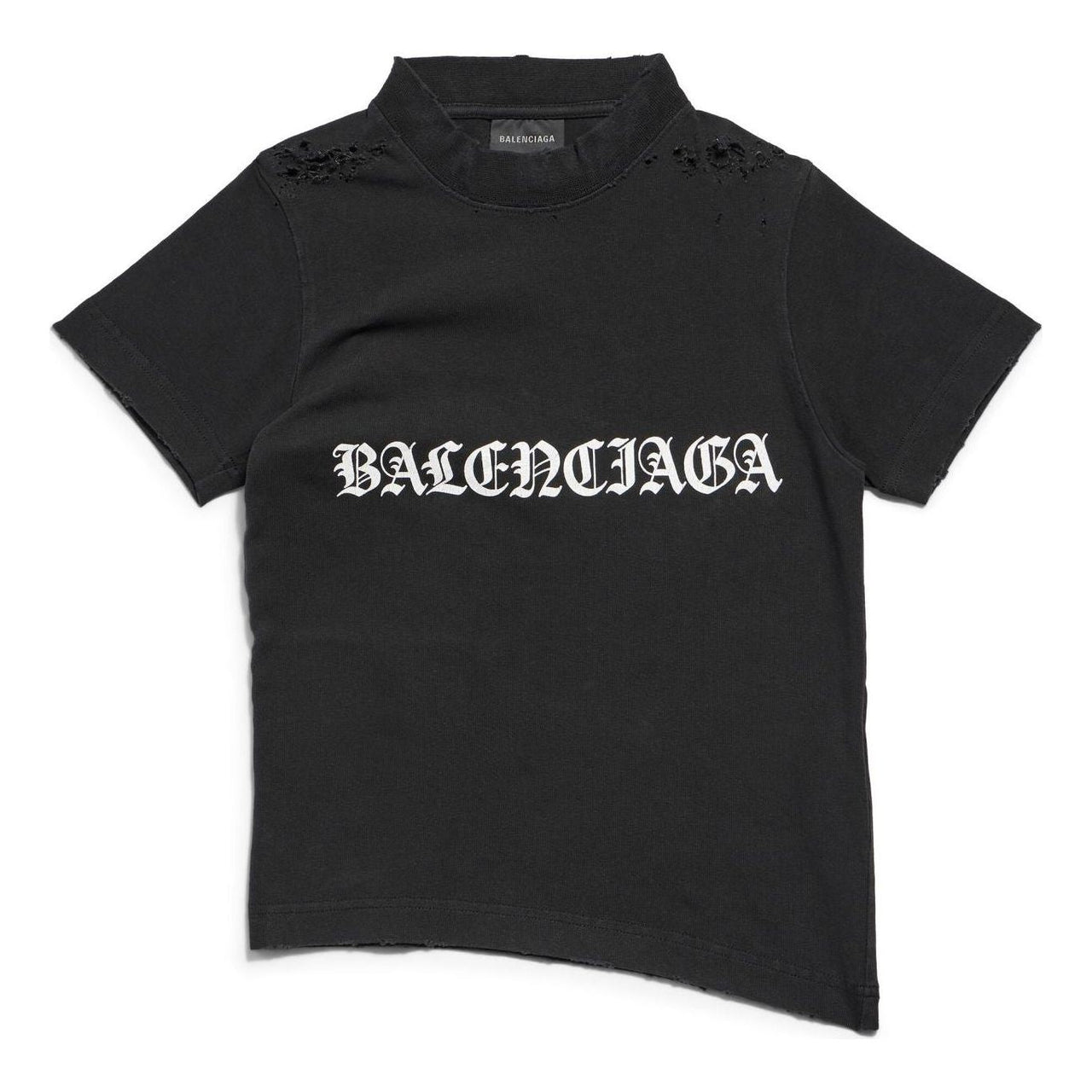 (WMNS) Balenciaga Gothic Type Shrunk T-Shirt 'Black White' 788246TQVJ51569