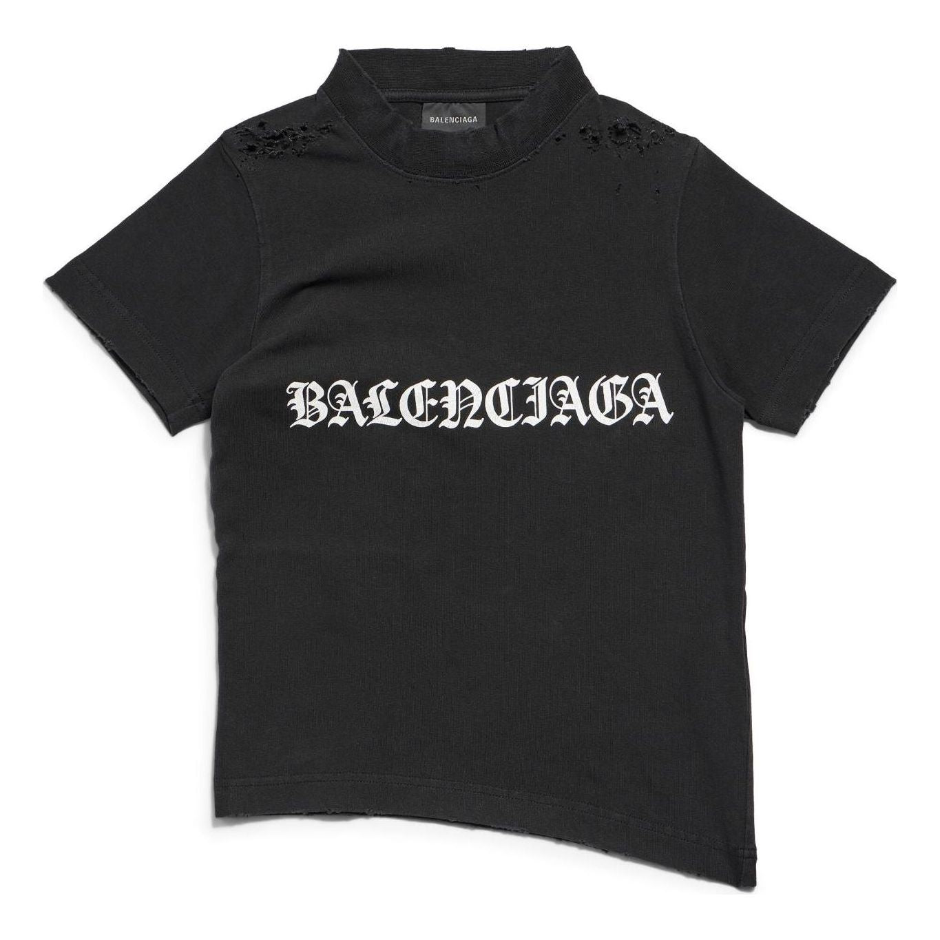 (WMNS) Balenciaga Gothic Type Shrunk T-Shirt 'Black White' 788246TQVJ51569