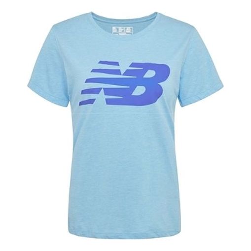 (WMNS) New Balance Chest Large logo Pattern Printing Short Sleeve Sky Blue WT91842-BYS