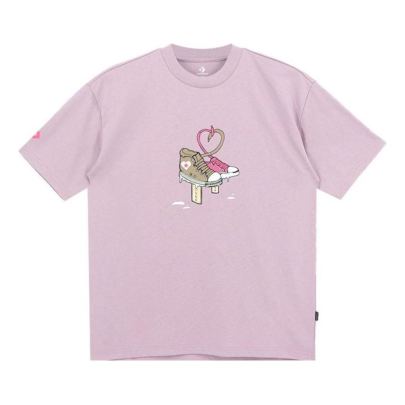 Converse Shoe Tie Heart Logo T-Shirt Asia Sizing 'Blush Purple' 10023156-A03