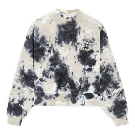 (WMNS) Li-Ning BADFIVE Tie Dye Loose Round Neck Pullover 'White Black' AWDS140-2