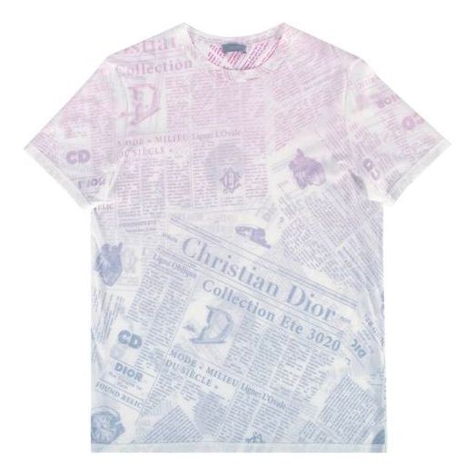 DIOR Printing Round Neck Short Sleeve Unisex White 023J600C0589-C085