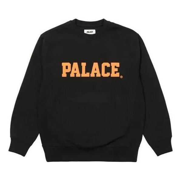 PALACE Heathily Crew Black Classic Large Logo Round Neck Long Sleeves P20CS146