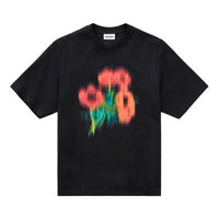 Men's KENZO SS21 Cotton Flowers Printing Pattern Round Neck Short Sleeve Black T-Shirt FB55TS0814SA-99