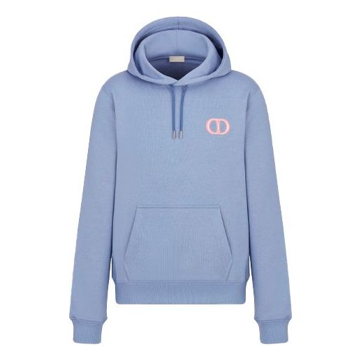 Men's DIOR Logo Embroidered Solid Color Light Blue 113J698A0531-C584