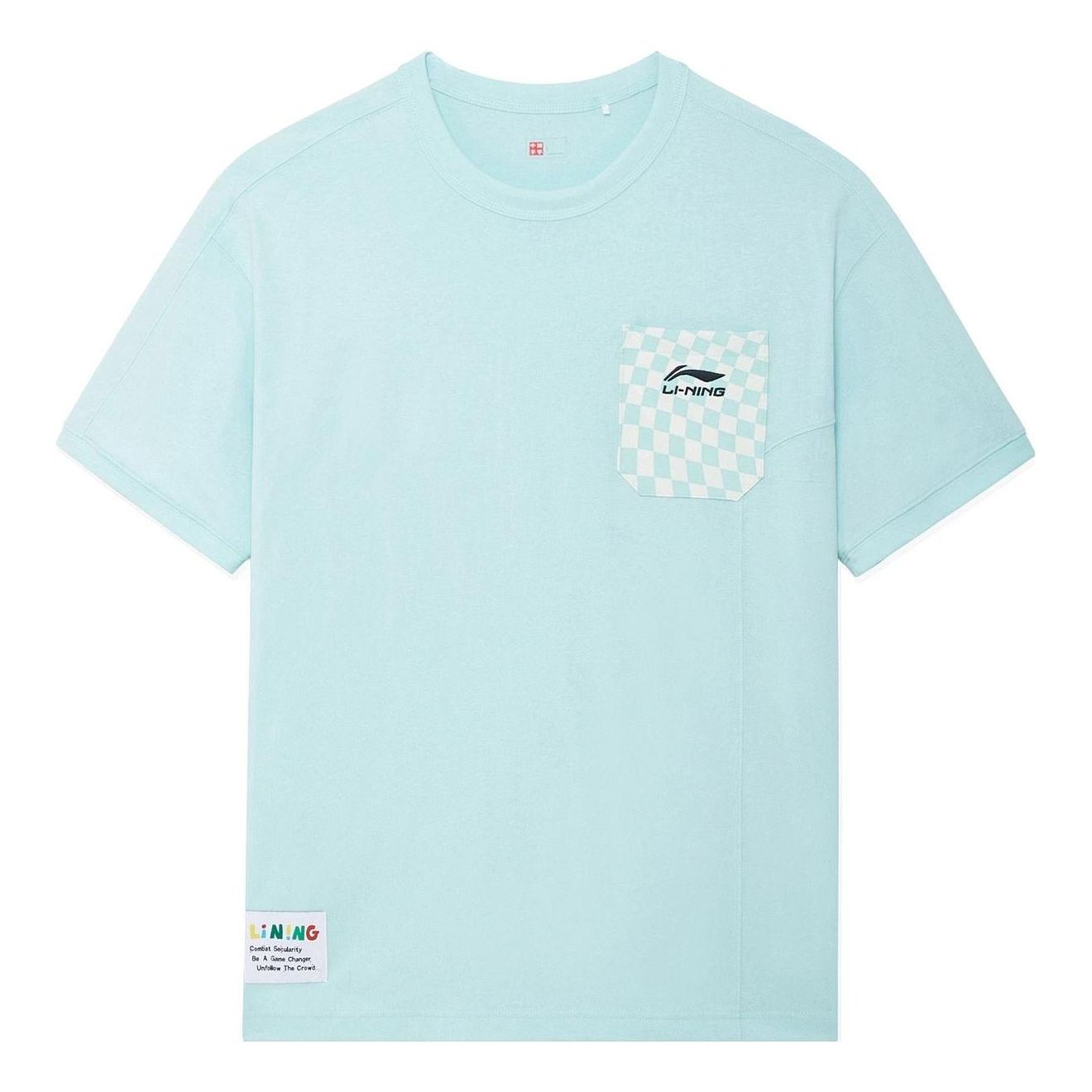 Li-Ning x Rooovie Checkerboard Pocket T-shirt 'Light Blue' AHSSB57-2