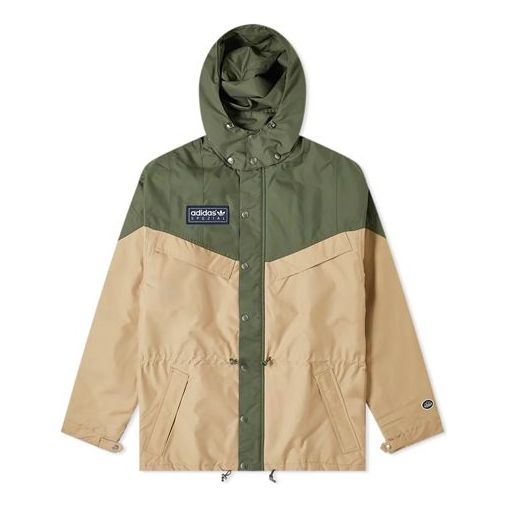 adidas originals Spzl Belthron Anorak Contrasting Colors Windproof Hooded Jacket Green EJ9375