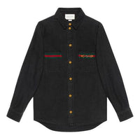 Gucci Washed Organic Denim Shirt With Web 'Black' 626480-XDBJD-1043